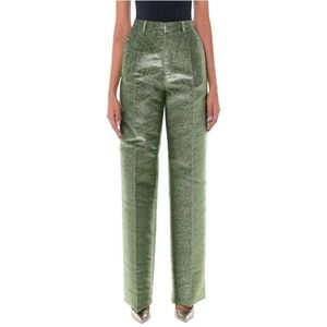 DSQUARED GREEN SILK METALLIC LONG PANTS